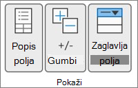 Slika vrpce programa Excel
