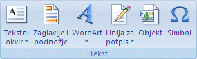 Slika vrpce programa Excel