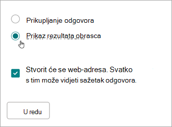 Odaberite Prikaži rezultate obrasca