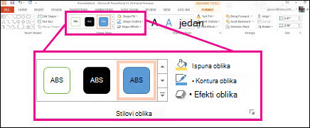 Naredbe Stilovi oblika na vrpci