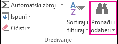 Traženje & odabir u grupi Uređivanje na kartici Polazno