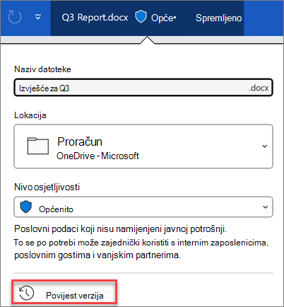 Povijest verzija u sustavu Microsoft 365
