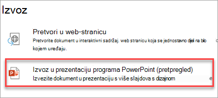 Izvoz u prezentaciju programa PowerPoint