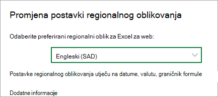 Promjena postavki regionalnog oblika