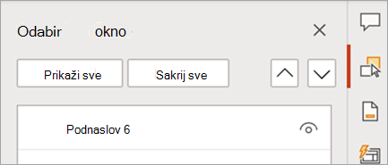 Prikazuje okno s karticama programa PowerPoint