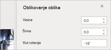 Prikazuje kontrole za oblikovanje oblika