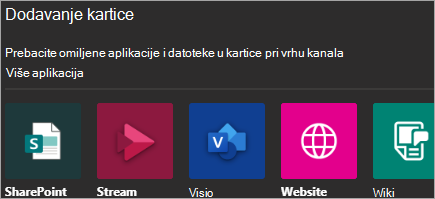 Prikazuje dodavanje aplikacija u Teams