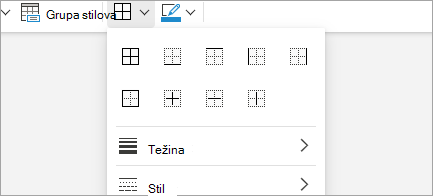 Dodavanje obruba tablici