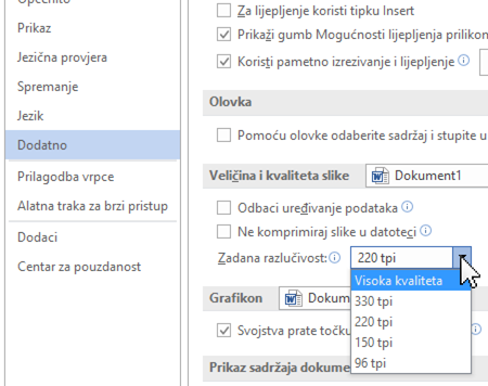 Postavljanje zadane razlučivosti slike