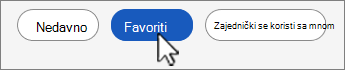 Snimka zaslona gumba Popis omiljenih datoteka.