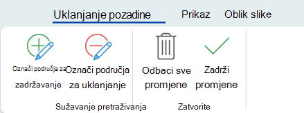 Mogućnosti uklanjanja pozadine omogućuju označavanje određenih dijelova slike da biste ih sačuvali ili uklonili.