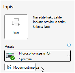 Mogućnosti ispisa klasične datoteke programa Outlook