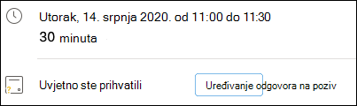 Uređivanje odgovora na događaj.