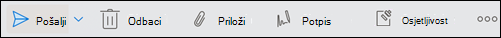 Izbornik Osjetljivost na alatnoj traci.