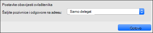 Mogućnosti obavijesti ovlaštenika.
