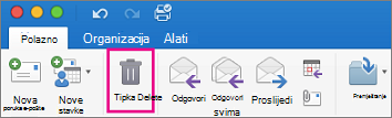Na kartici Polazno kliknite gumb Izbriši