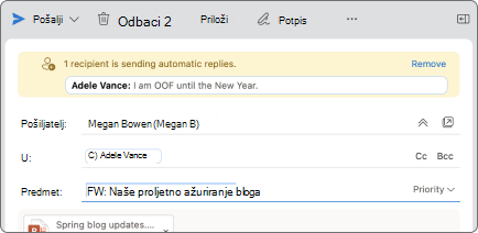 Na snimci zaslona prikazuje se primjer kako izgledaju savjeti za poštu.