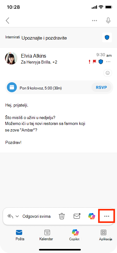 Dodatne akcije nalaze se u donjem desnom kutu alatne trake