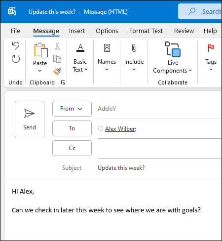 Nova poruka u programu Outlook