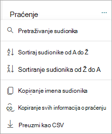 Sortiranje i traženje sudionika