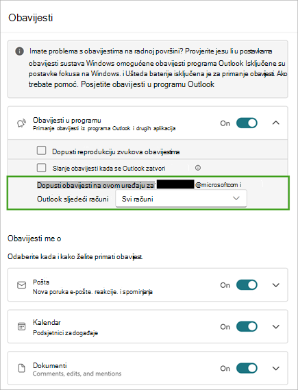 Odaberite Proširi za prikaz više mogućnosti obavijesti