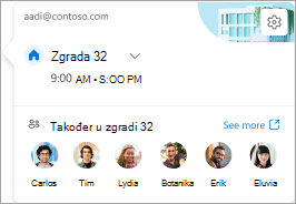 Snimka zaslona dnevne kartice koja pokazuje tko još radi na toj lokaciji