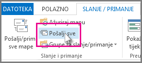 Snimka zaslona gumba Pošalji sve u programu Outlook 2013.
