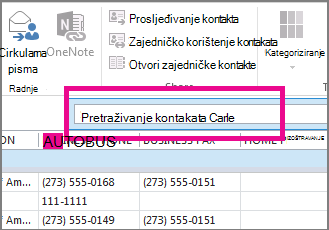 na kartici osobe kliknite pretraživanje kontakata