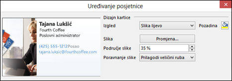 Na elektroničke posjetnice možete dodati sliku.