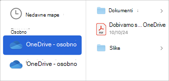 Odaberite račun za pohranu u oblaku da biste potražili datoteke koje želite priložiti poruci e-pošte.