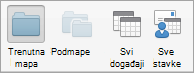 Prikazuje mogućnosti pretraživanja Kalendar