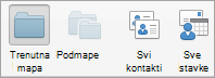 Prikazuje mogućnosti pretraživanja kontakata