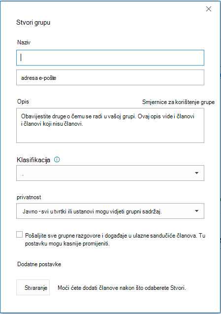 Stvaranje grupe