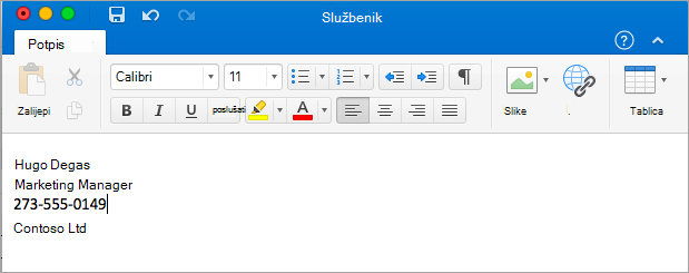 Prikaz uređivača potpisa