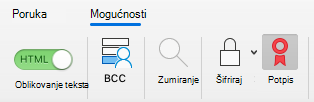 Prikaz gumba za prijavu u poruci e-pošte