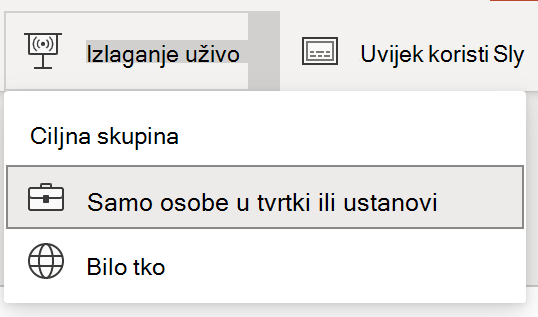 Odabir publike za prezentaciju uživo