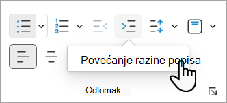 Snimka zaslona koja pokazuje kako stvoriti podređenu grafičku oznaku u programu PowerPoint za web.