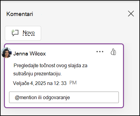 Dodavanje komentara