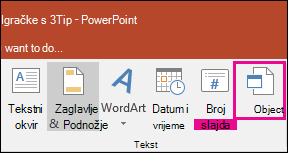 object selection on insert tab
