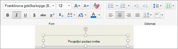 Uređivanje oblikovanja podnožja