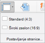 Prikazuje izbornik Veličina slajda