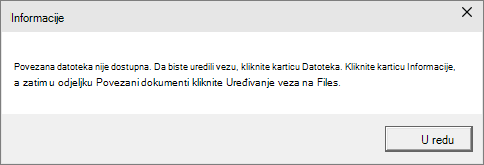 Pokazuje pogrešku povezane datoteke u programu PowerPoint