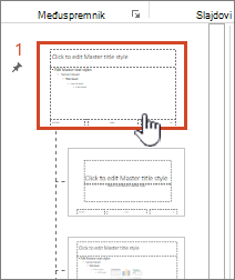 Master slide selected from thumbnail panel