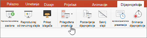 Gumb za reprodukciju prilagođene dijaprojekcije