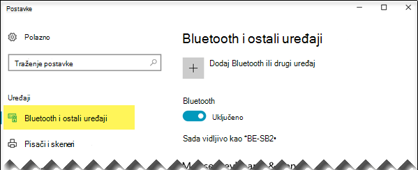 Provjerite je li s lijeve strane odabrana opcija Bluetooth & druge uređaje