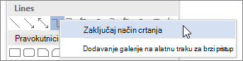 Odabir načina zaključavanja načina crtanja