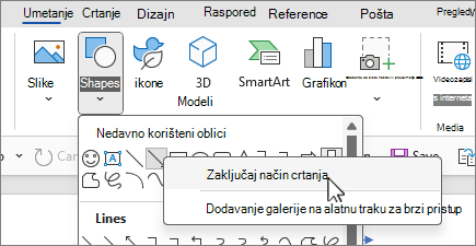 Shapes Lock drawing mode screen
