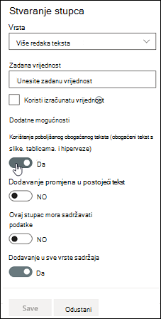 Korištenje poboljšanog obogaćenog teksta