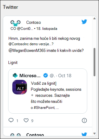 Pretpregled web-dijela za Twitter.