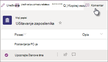 Komentari, odabir stavke